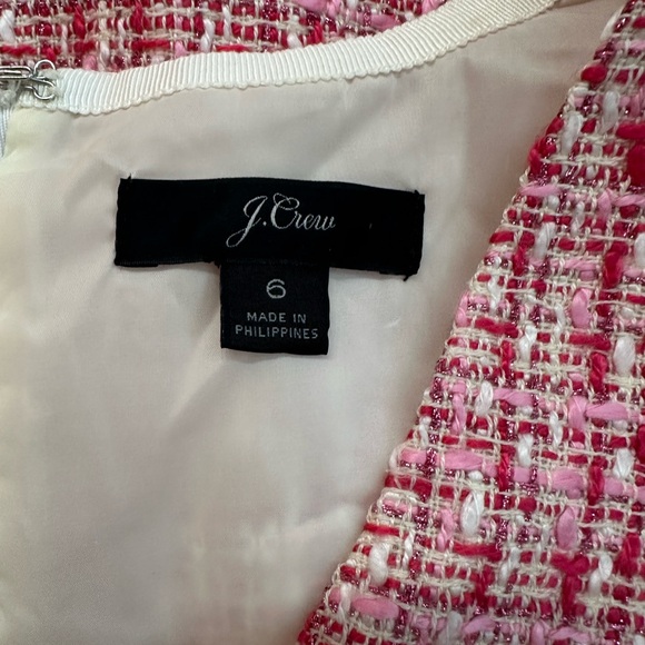 J. CREW ~ Pink and White Textured Tweed Dress w/Raspberry Metallic Threads - Picture 3 of 8